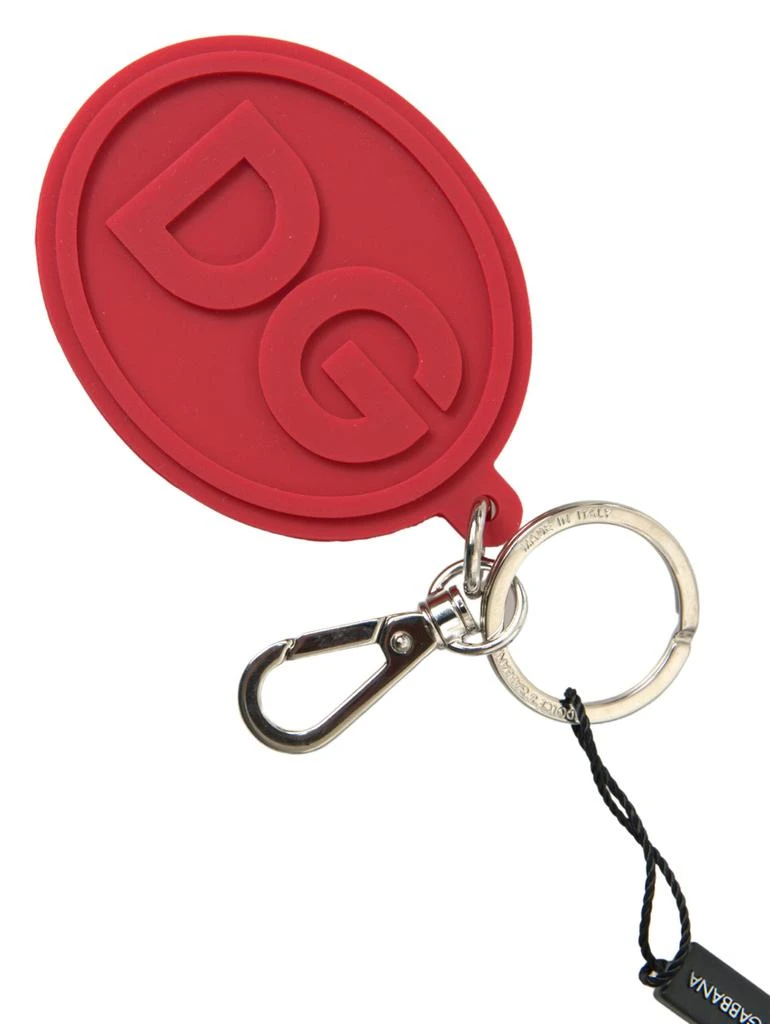 Dolce & Gabbana Dolce & Gabbana Red Rubber DG Logo Silver Brass Metal Keyring Keychain 2