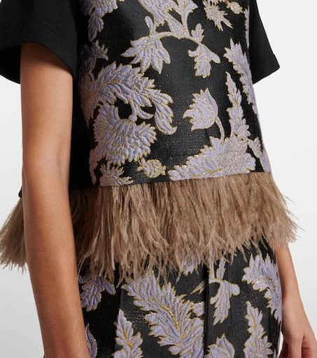 LA DOUBLE J La Scala embroidered feather-trimmed top 5