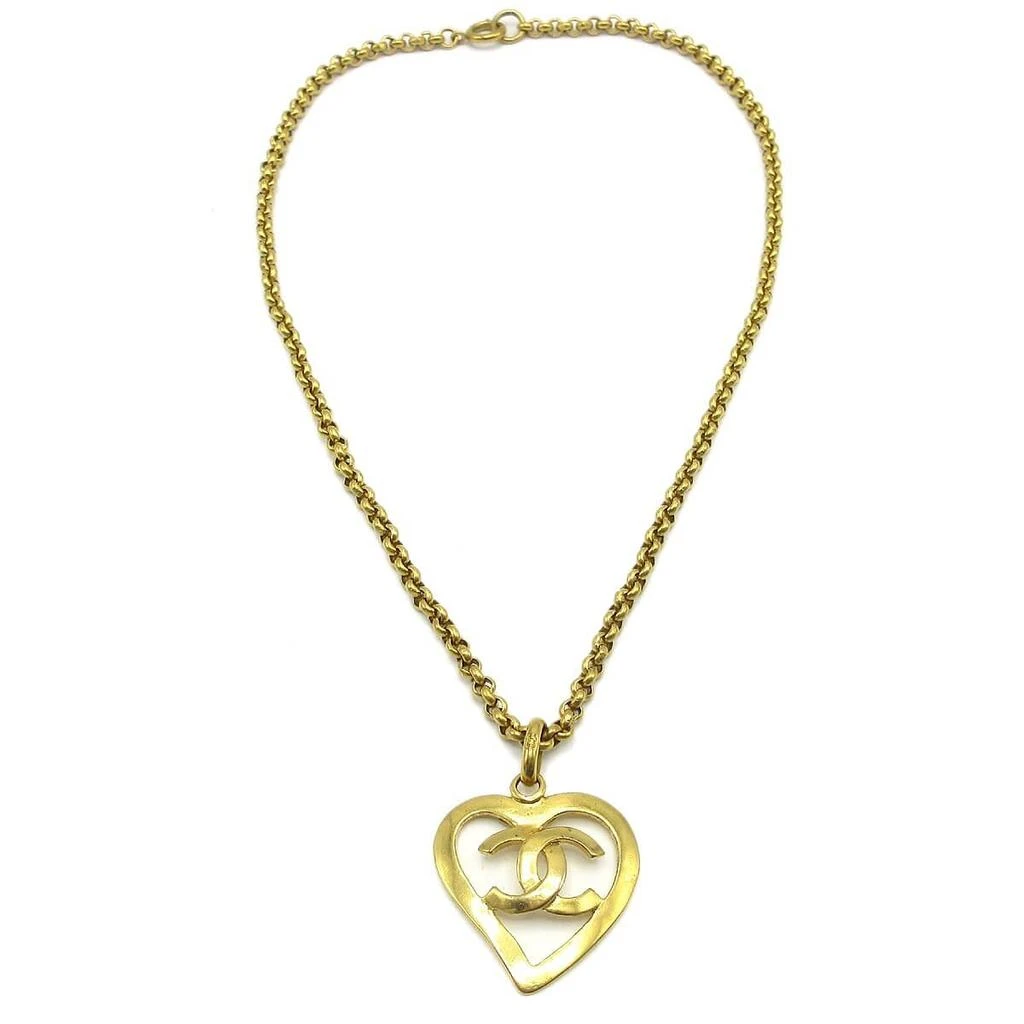 Chanel Cc Heart Pendant Necklace Metal _Plated Necklace Jewelry (Pre-Owned)