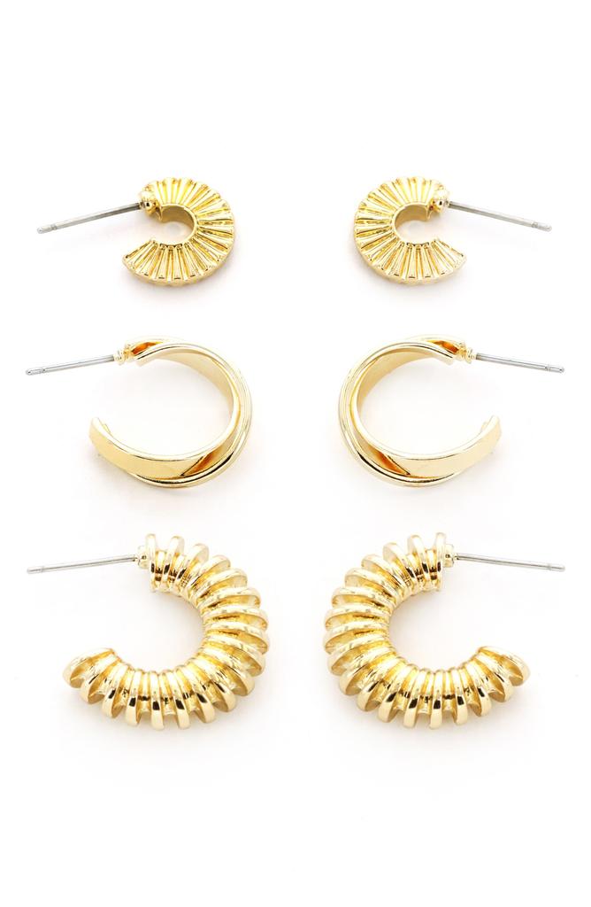 Panacea Set of 3 Textured Hoop Earrings
