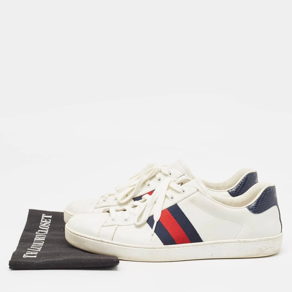 Gucci Gucci White/Navy Blue Leather and Python Embossed Ace Sneakers Size 46.5 9