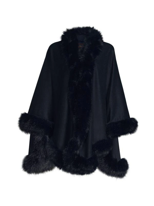 BELLE FARE Faux Fur Trim Cashmere Cape 3