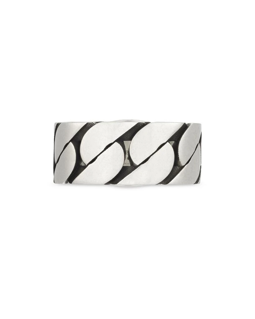 Gucci Sterling Silver Interlocked G Blue Enamel Logo Chain Link Ring 4
