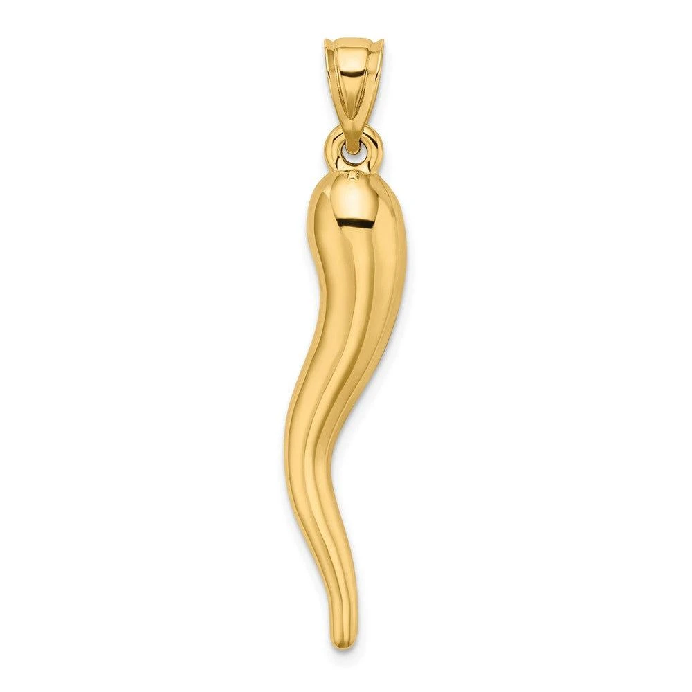 Diamond2Deal 10k Yellow Gold Hollow Italian Horn Pendant 4