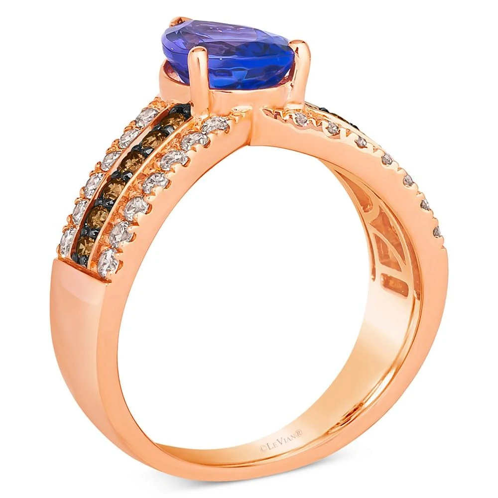 Le Vian Blueberry Tanzanite (1-1/2 ct. t.w.) & Diamond (3/4 ct. t.w.) V Ring in 14k Rose Gold 4