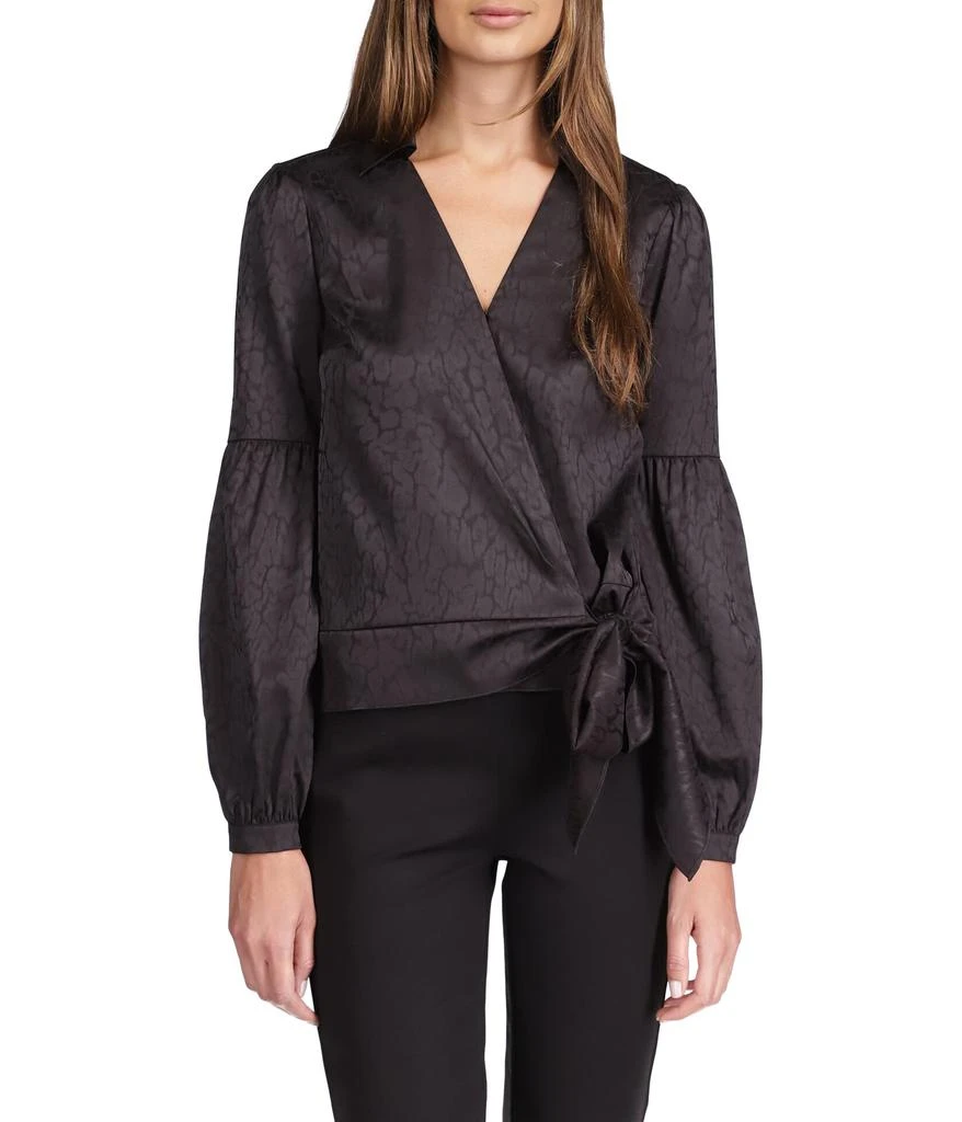 Michael Kors Cheetah Jacquard Wrap Top 1