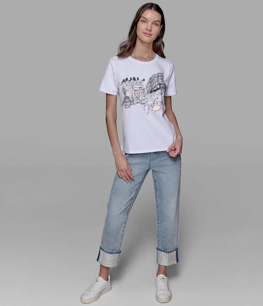 Karl Lagerfeld Paris LUXE BONJOUR EMBELLISHED LOGO TEE 3