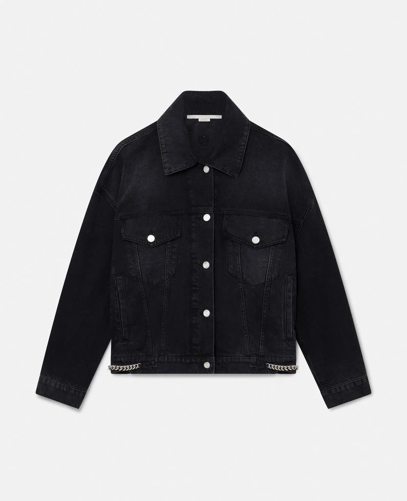 Stella McCartney Stella McCartney - Falabella Oversized Denim Jacket, Woman, Black, Size: S 1