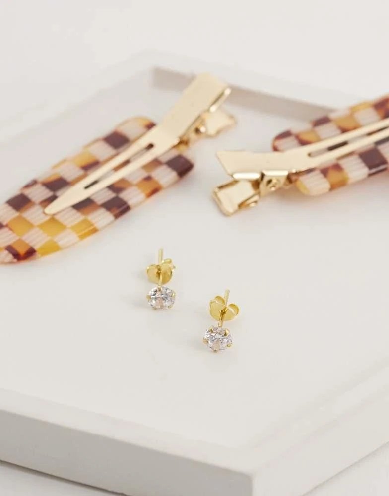 Kingsley Ryan Kingsley Ryan gold plate 5mm gemset round stud 2