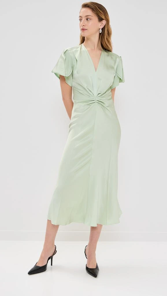 Victoria Beckham Gathered V-Neck Midi Dress 6