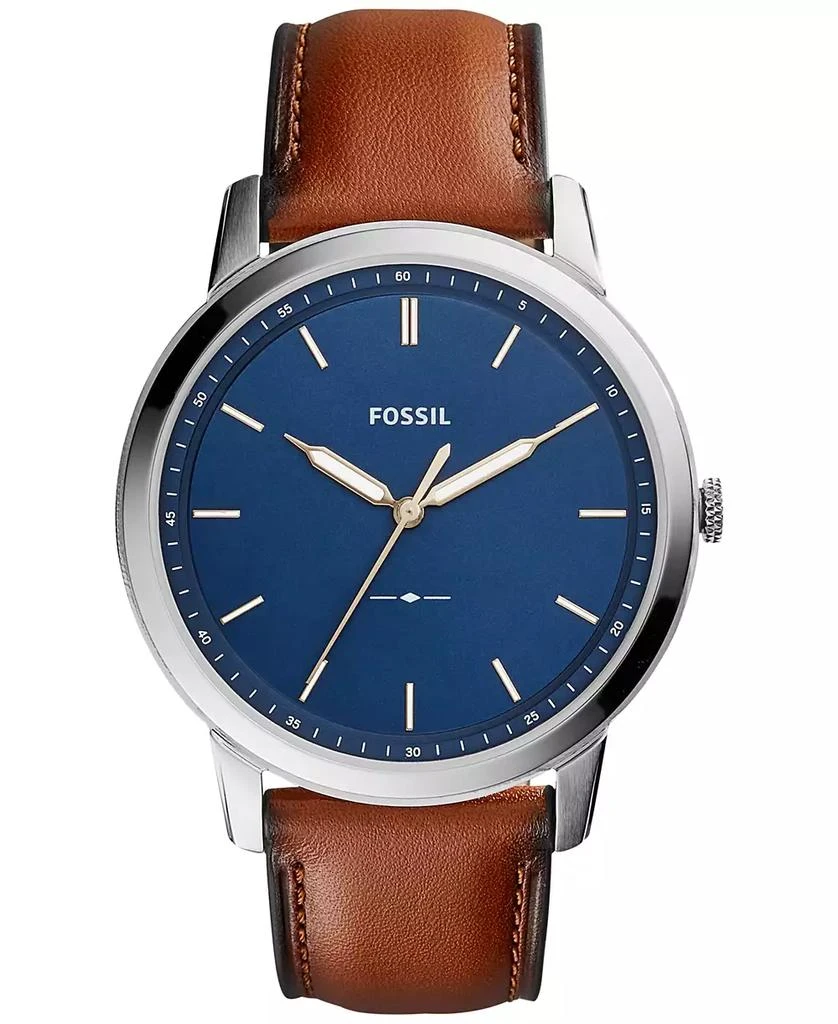 Fossil Men's The Minimalist Brown Leather Strap Watch 1