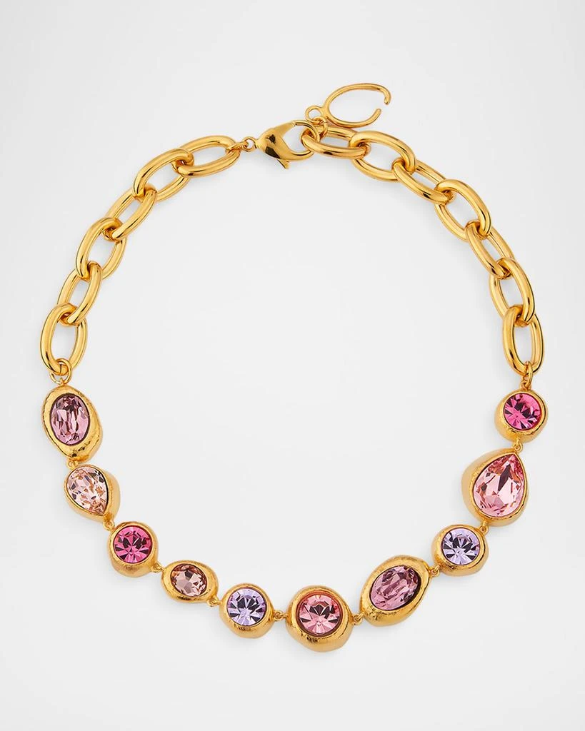 Oscar de la Renta Hammered Stones Chain Necklace