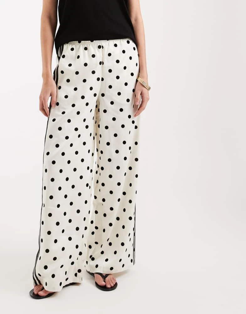 Adidas adidas Originals satin wide leg track pants in white polka dot 2