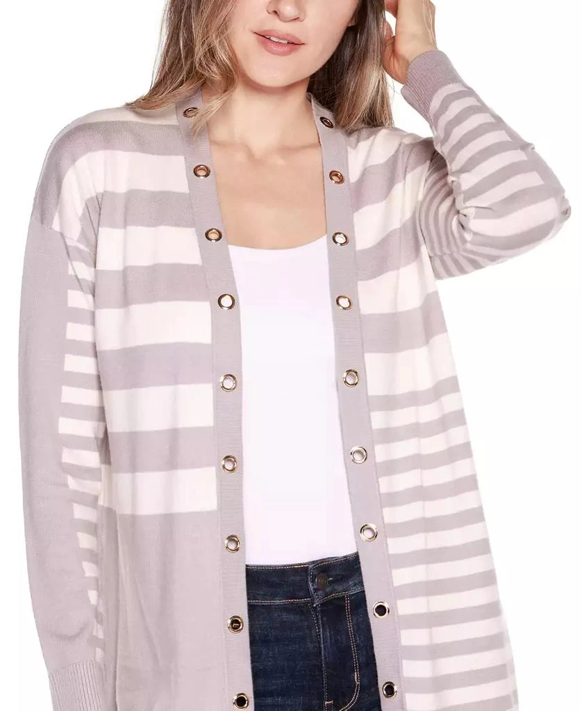 Belldini Women's Black Label Colorblocked Open-Front Cardigan Sweater 7