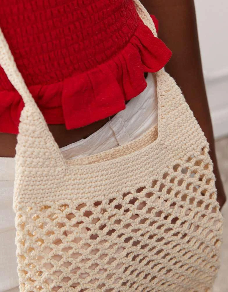 Weekday Weekday crochet shoulder bag in off-white 3