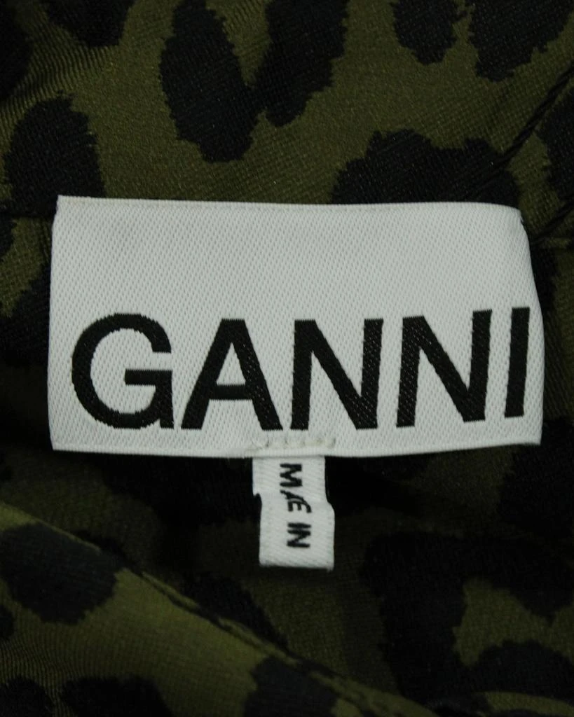 Ganni Ganni Crispy Jacquard Button Front Dress in Green Polyester 4
