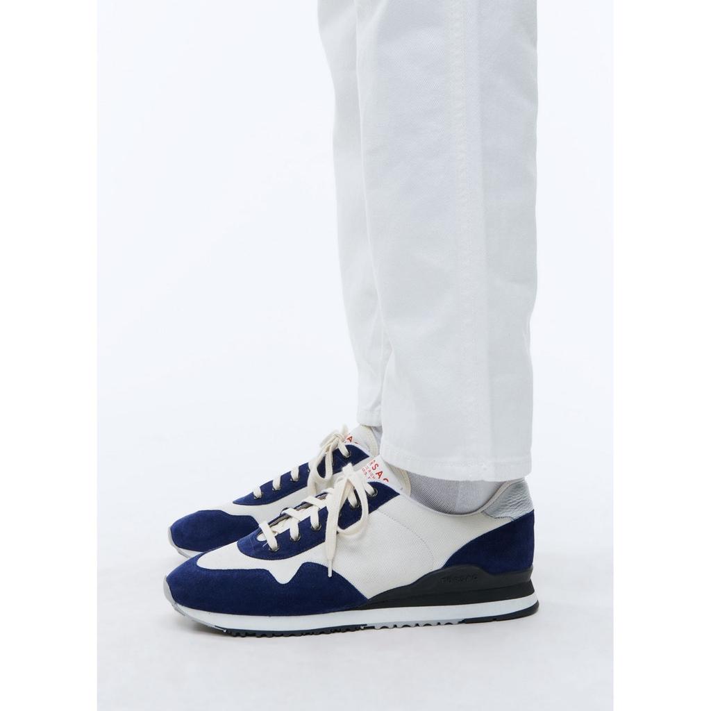 Fursac Fursac - Sneakers En Cuir Et Nylon Crèmes Et Bleues - Marine
