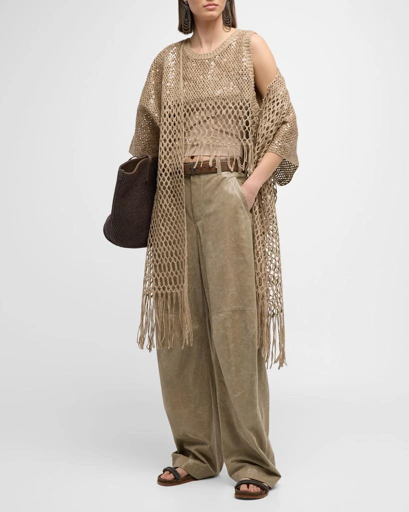 Brunello Cucinelli Fringed Paillette Opera-Knit Cardigan 4