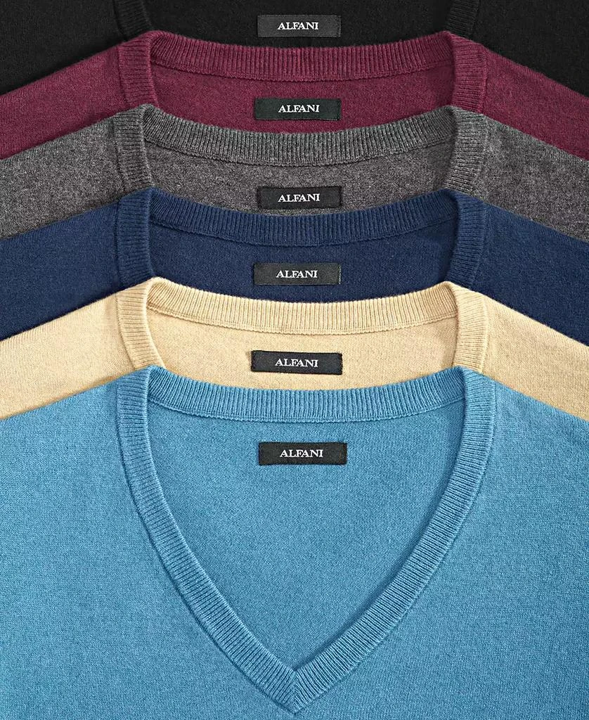 Alfani Men's Solid V-Neck Cotton Sweater, Created for Macy's 6