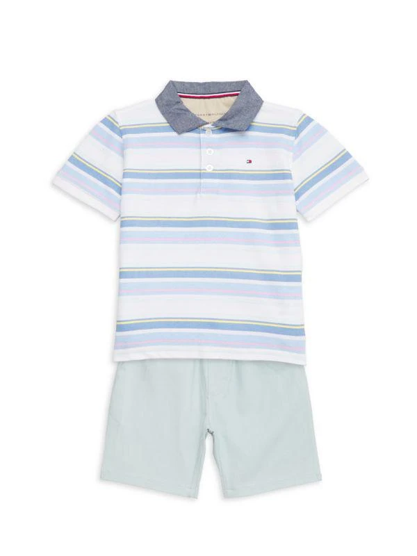 Tommy Hilfiger Little Boy's 2-Piece Striped Polo Shirt & Shorts Set 1