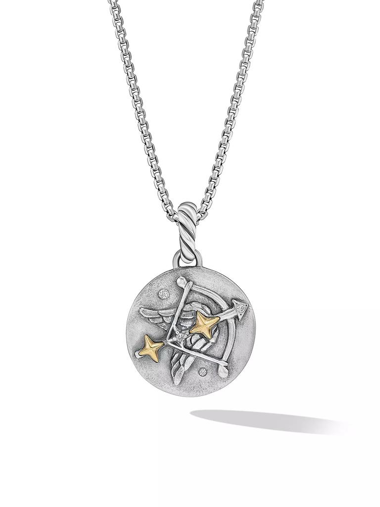 David Yurman Sagittarius Amulet in Sterling Silver with 18K Yellow Gold and Diamonds, 19MM