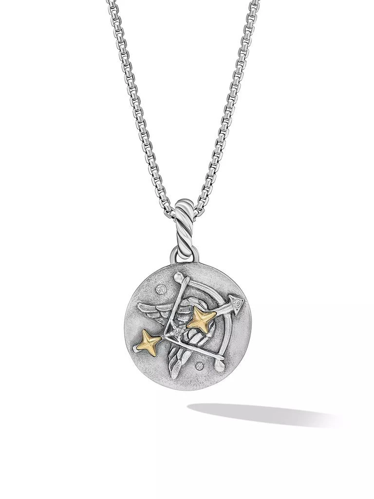 David Yurman Sagittarius Amulet in Sterling Silver with 18K Yellow Gold and Diamonds, 19MM 1