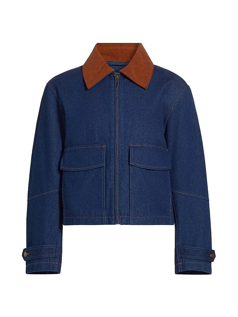 If Only Studio Corduroy-Collar Denim Jacket 1