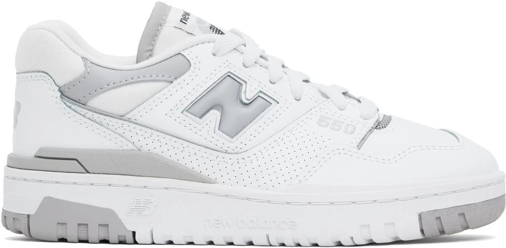 New Balance White & Gray 550 Sneakers 1