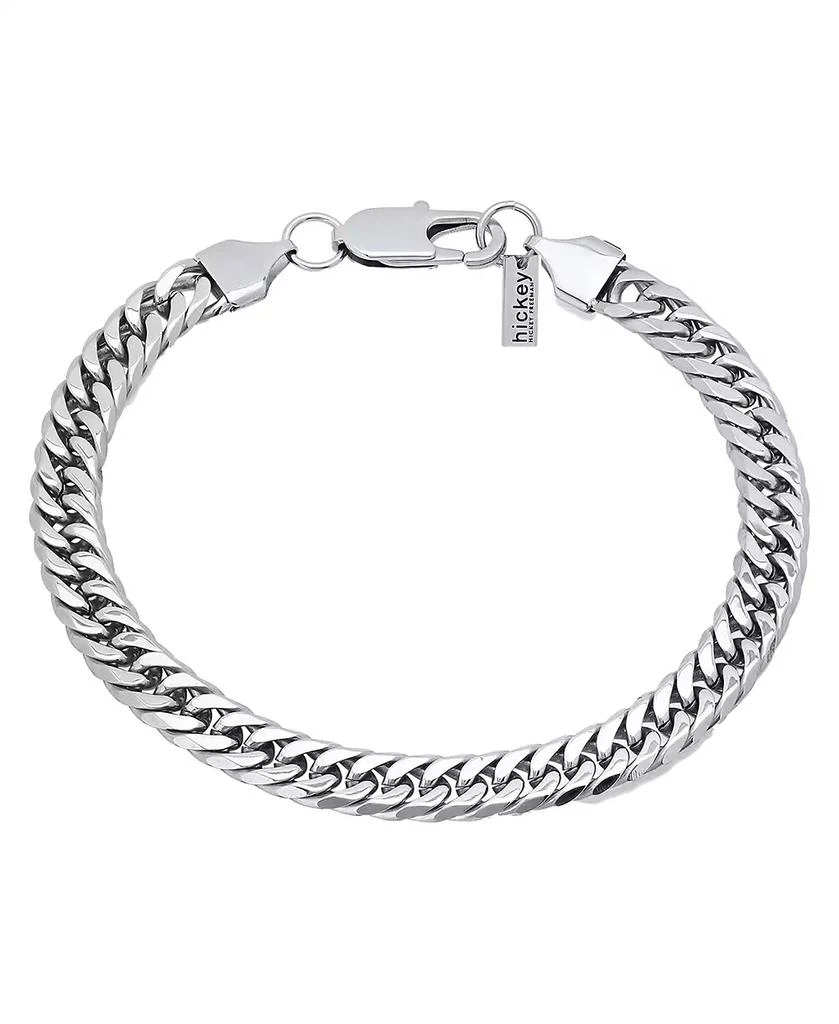 Hickey Freeman Stainless Steel Wide Flattened Curb Chain Bracelet 1