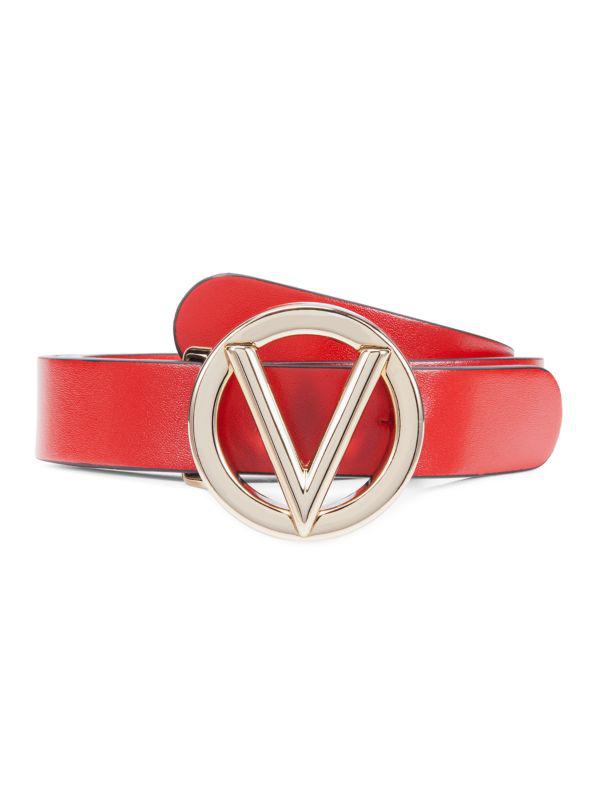 Mario Valentino Logo Leather Belt - Belts - Free Shipping