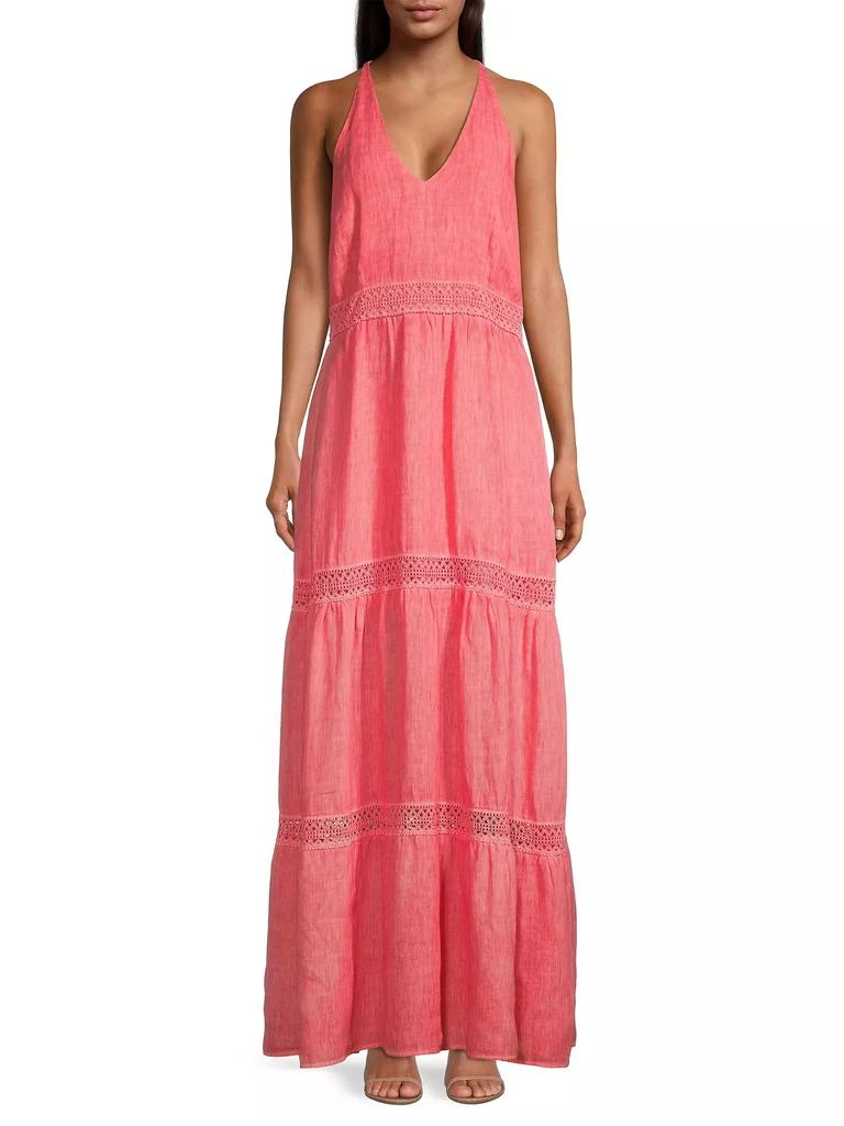 120% Lino Resort Linen Tiered Halter Maxi Dress 3