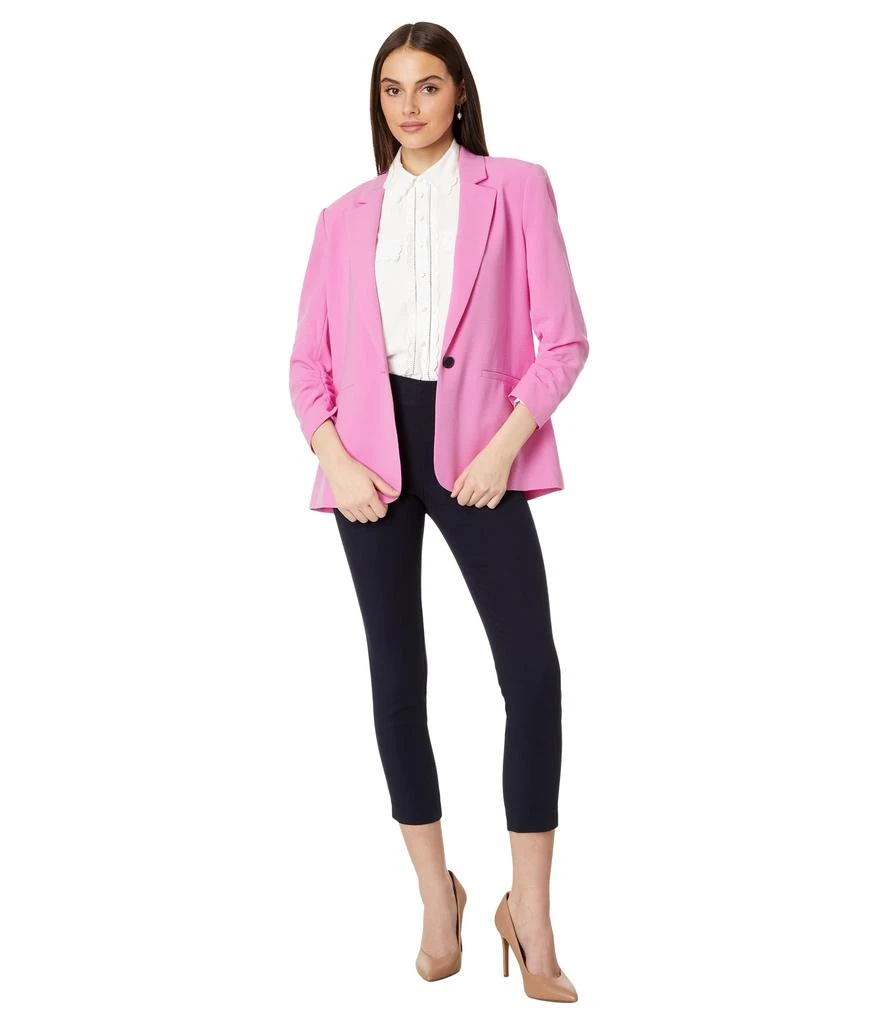 CeCe One Button Blazer With 3/4 Ruched Sleeves 4
