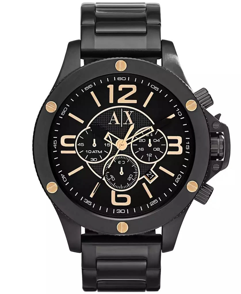 Armani Exchange Men's Chronograph Black Stainless Steel Bracelet Watch 48mm 1