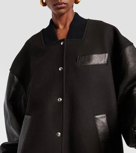 Khaite Spencer wool-blend and leather bomber jacket 7
