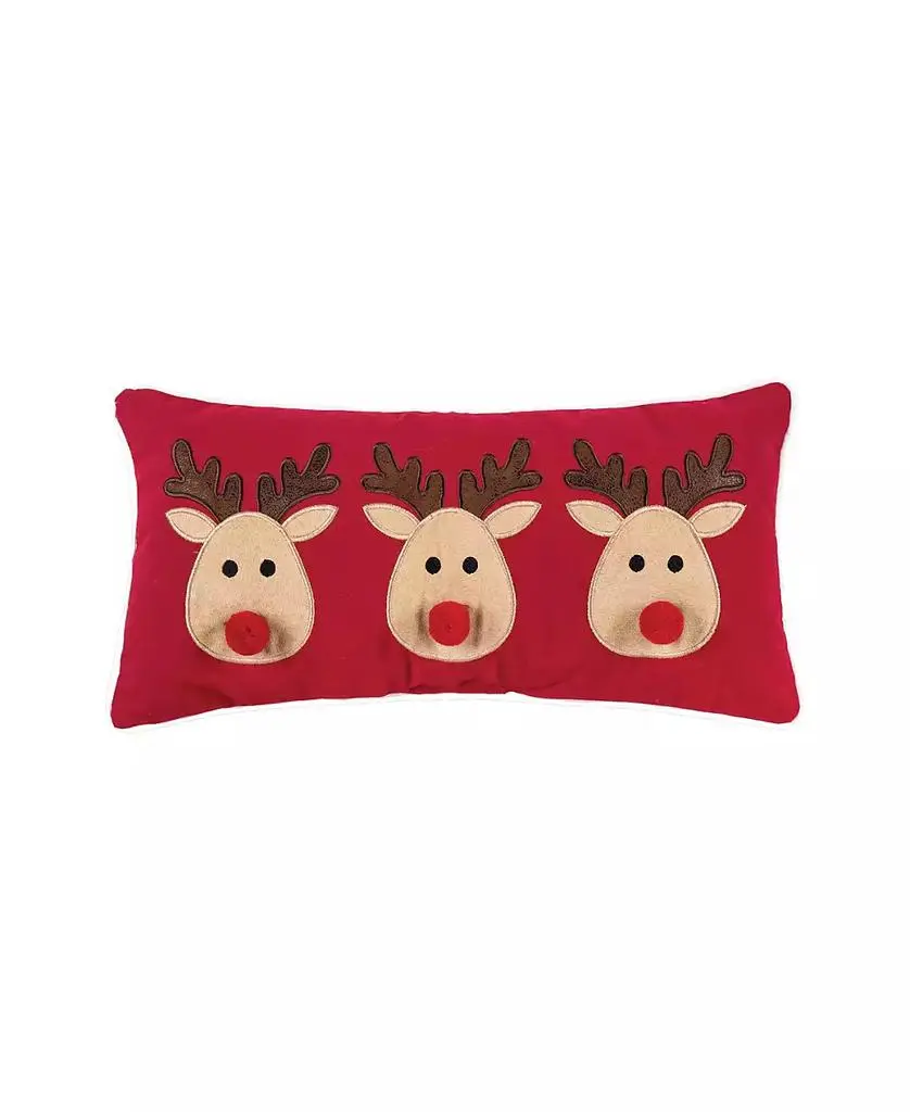C&F Home Reindeer Games Applique Red Christmas Mini Accent Pillow 10" x 20"