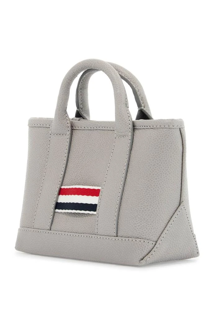 Thom Browne Light Gray Leather Micro Tool Tote Bag With Tricolor Stripes 2