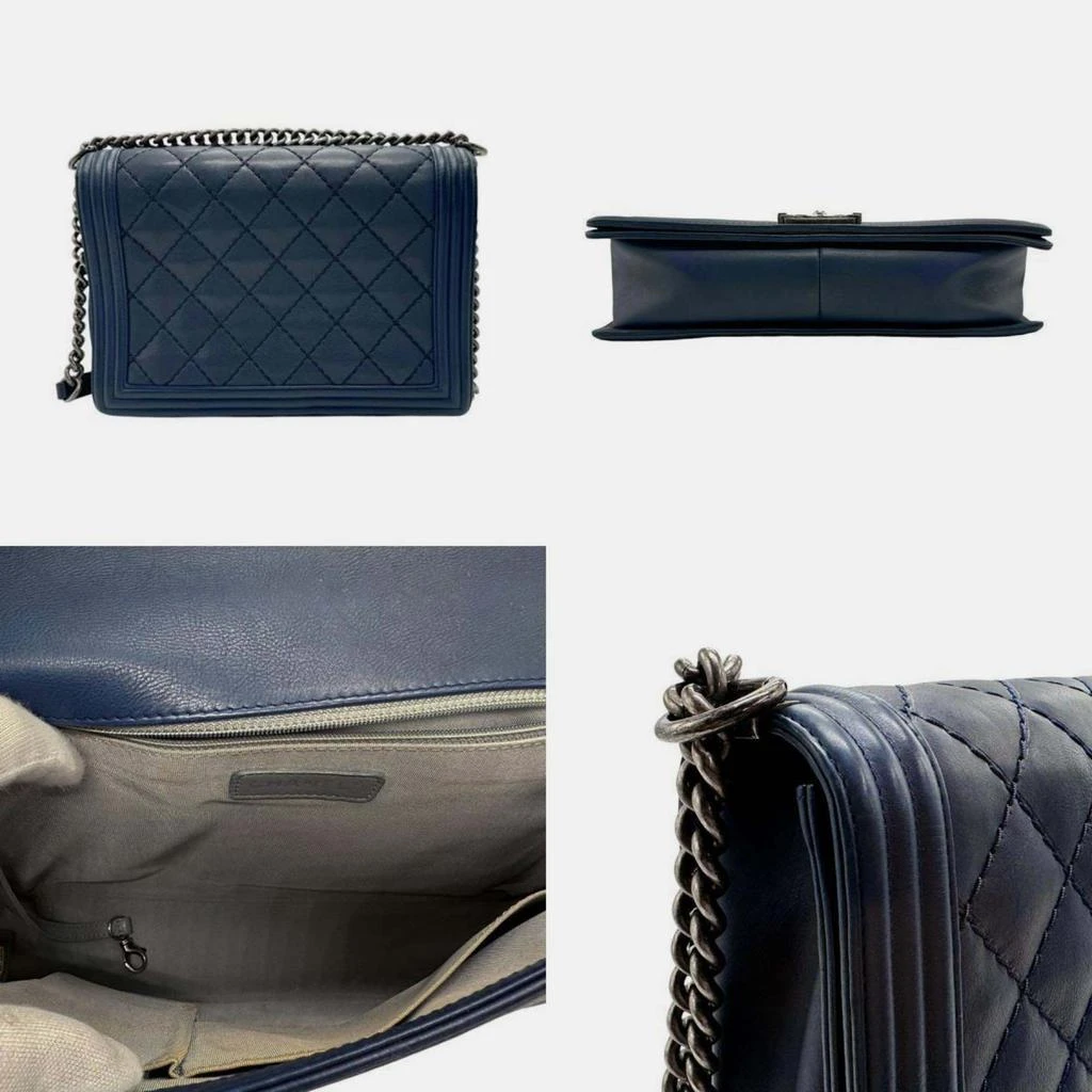 Chanel Chanel Navy Gunmetal Leather Boy Bag 3