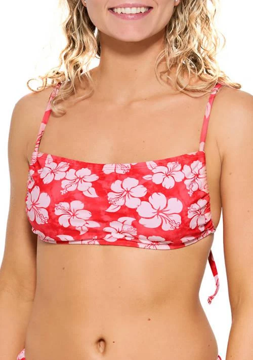 Cabana by Crown & Ivy™ By Crown Ivy Hibiscus Ruched Side Bralette Swim Top 1