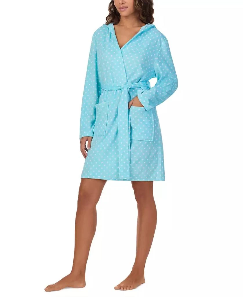 Cuddl Duds Cuddl Dud Women's Short Long-Sleeve Hooded Wrap Robe 3