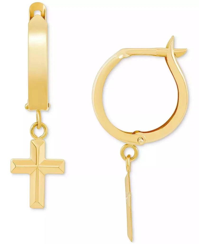 Macy's Cross Dangle Hoop Earrings in 10k Gold 1
