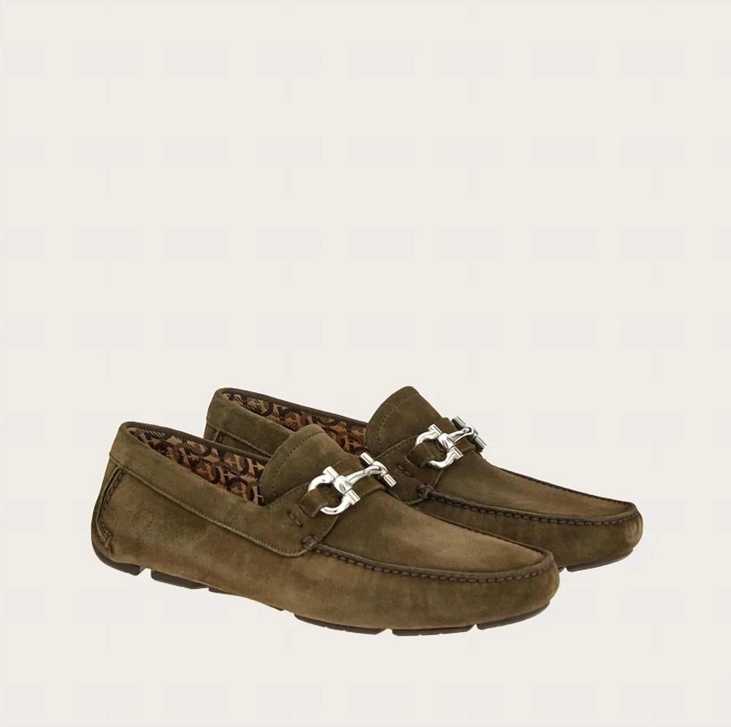 Salvatore Ferragamo Men
s Driver With Gancini Ornament Loafer In Muschio 2