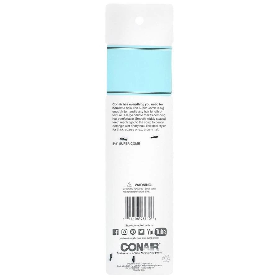 Conair Classic Detangle & Style Comb for All Hair Types 2