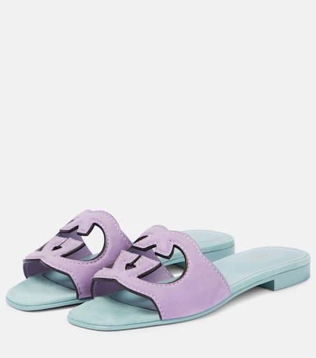 Gucci Interlocking G cutout suede slides 5