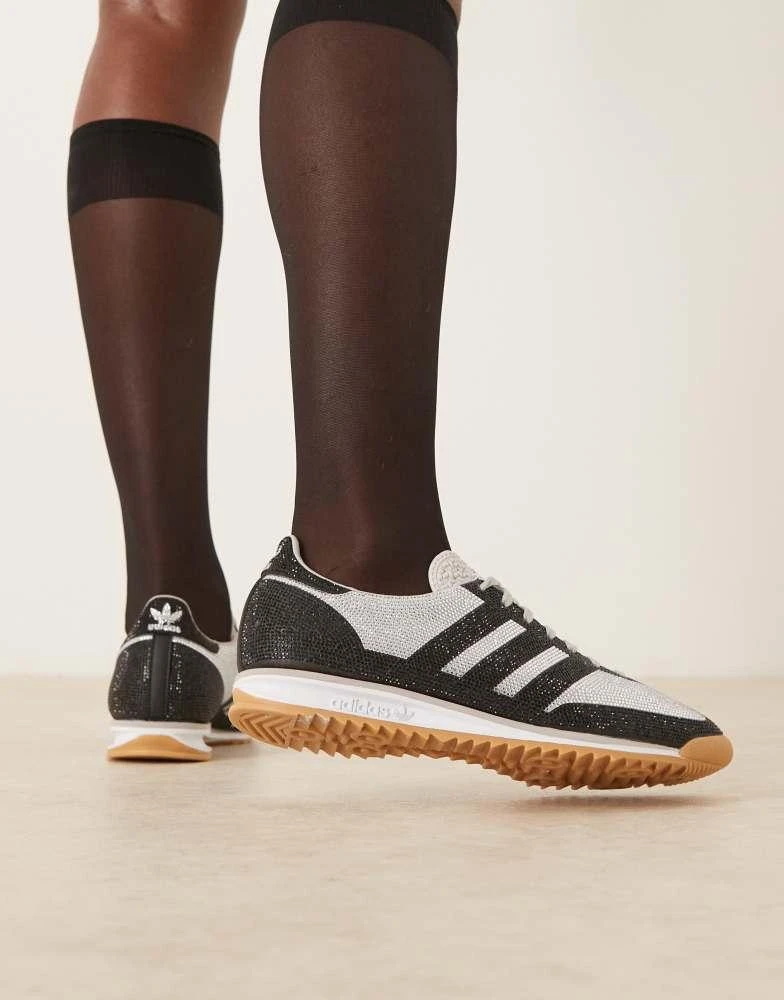 Adidas adidas Originals SL 72 rhinestone trainers in white and black - Free  Shipping - BeyondStyle