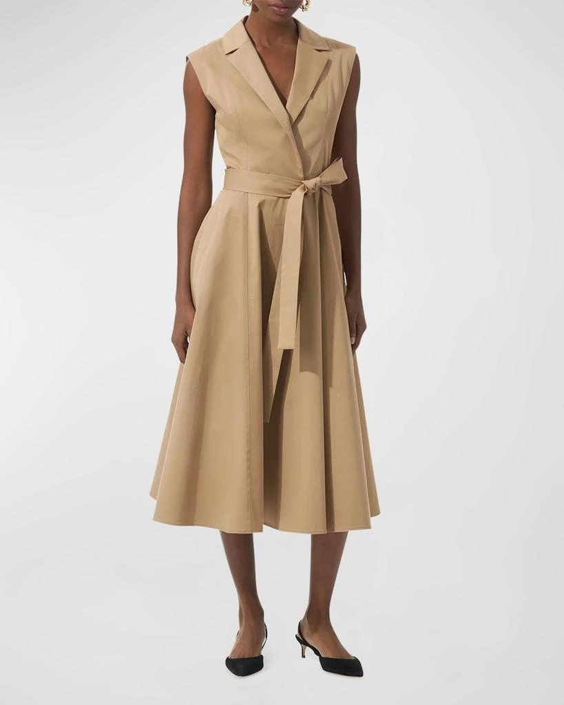 Carolina Herrera Flared Sleeveless Self-Belt Midi Trench Dress 2
