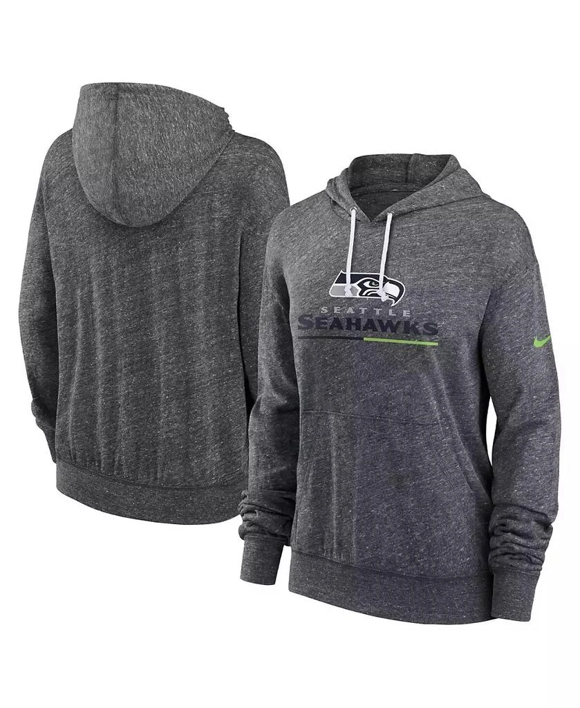 NIKE Women's Heather Charcoal Seattle Seahawks Team Spirit Gym Vintage Lightweight Hoodie Top 1