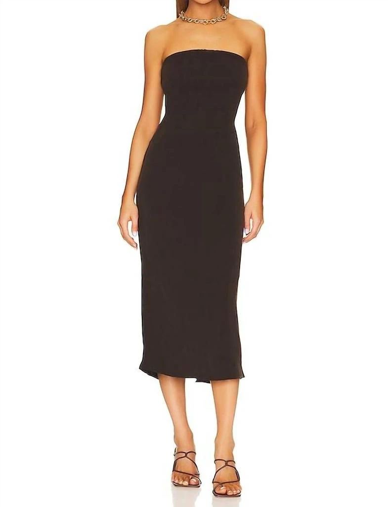 Anemos Strapless Tie Back Dress In Brown 1