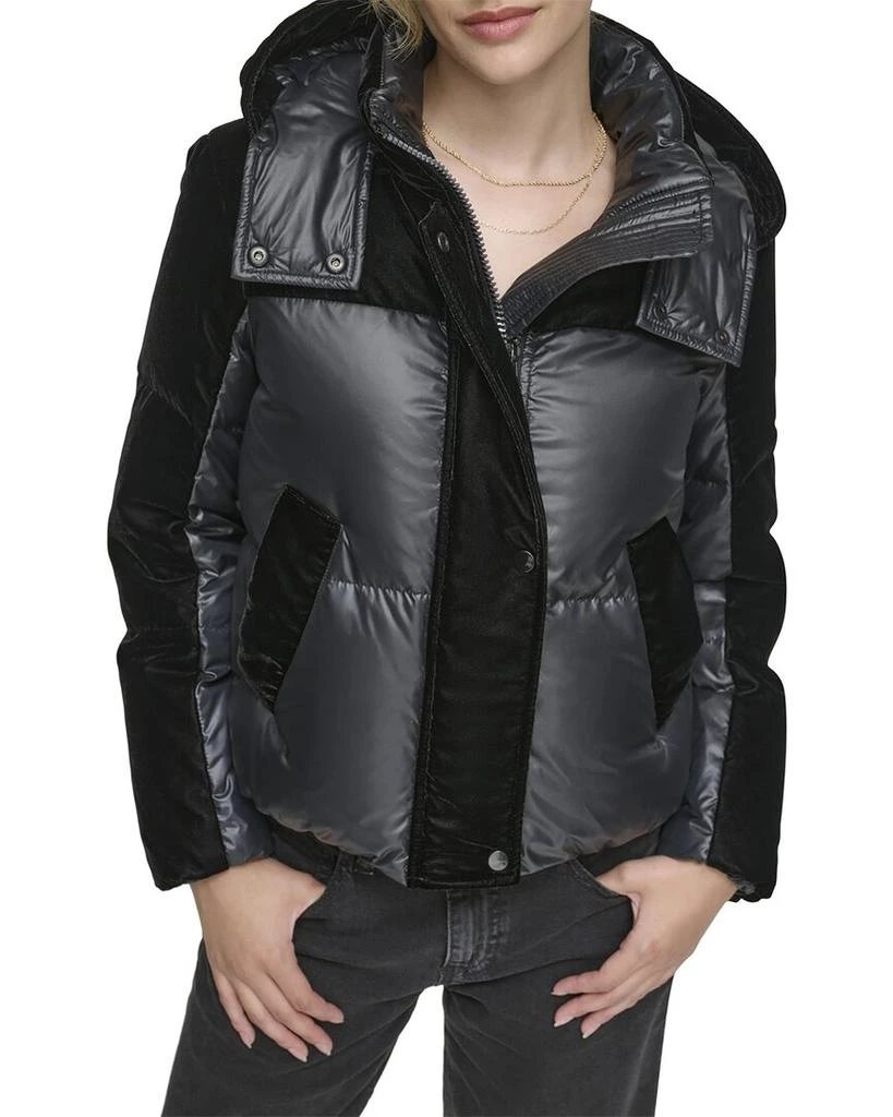 Marc New York by Andrew Marc Marc New York Vega Lacquer & Velvet Mixed Short Down Jacket 1