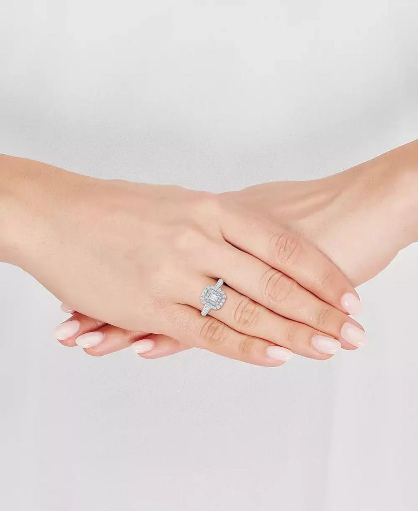 Grown With Love Diamond Emerald-Cut Double Halo Engagement Ring (1 ct. t.w.) in 14k White Gold 2