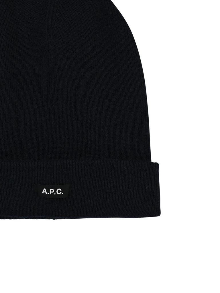 A.P.C. A.P.C. Logo Patch Ribbed Beanie 3